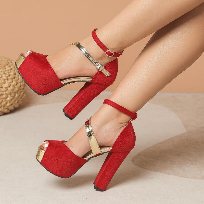 Sandali da Donna con Tacco Alto Taglie Forti Nuovi Sexy Open Toe con Cinturino alla Caviglia Sandali con Tacco Alto 2026 Cinturino con Fibbia Piattaforma Impermeabile Tacchi Chunky