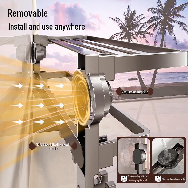 TLXT Stainless Steel Suction Cup Bathroom Towel Rack