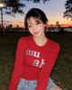 MUAHMUAH Dot Star Patch Long Sleeve T-Shirt [Red]