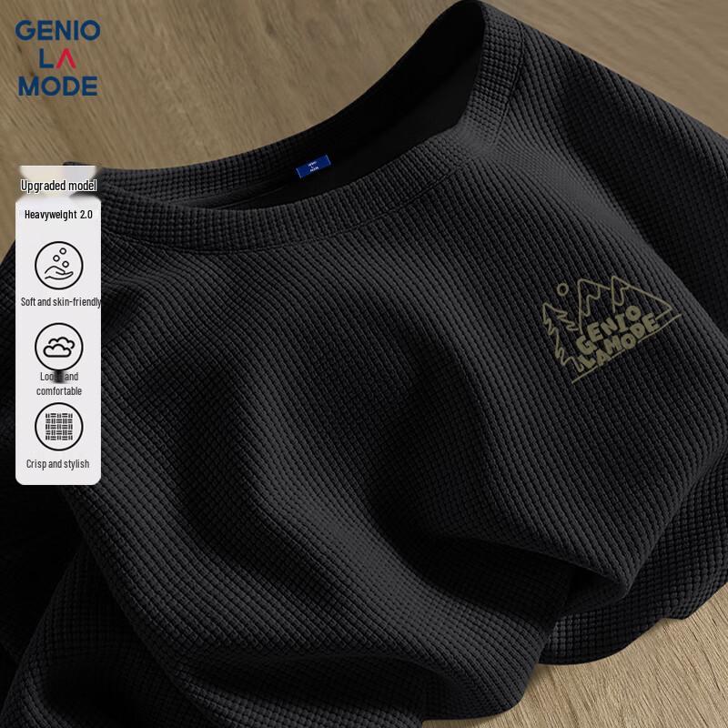 GENIOLAMODE Men s Waffle Knit Short Sleeve T-Shirt L