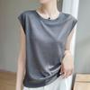 2026 Spring Women's Puff Sleeve Knit T-Shirt - Solid Color, Round Neck