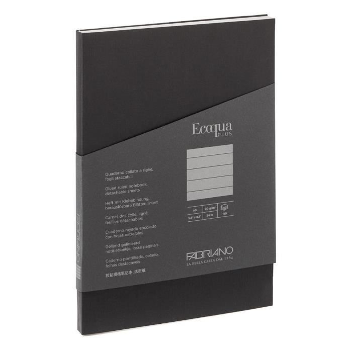 Notebook - FABRIANO - EcoQuaPlus - A5 - Lined - 90gsm - 90fls - Glued Spine - Black