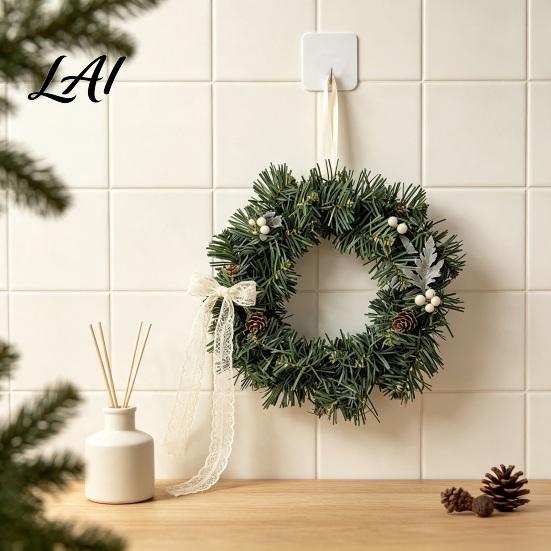 Front Door Christmas Wreath Artificial Norfolk Pine for Door Faux Greenery Needle Green Wreath Winter Farmhouse Holiday Hanging Decor Porch