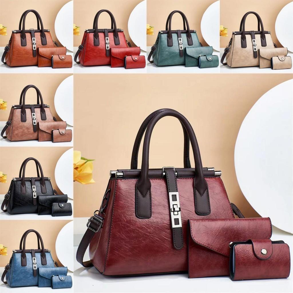 Einfache Umhängetasche Damenmode Große Tasche Dreiteiliges Set Handtasche Muttertasche PU Vielseitig Leicht Verschleißfest Urbaner Minimalistischer Stil