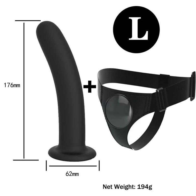 Adjustable Silicone Strap On Harness with Slim Dildo Set, Beginner Pegging Dildo Panties for Women Men Couples, Soft Purple Stra