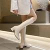 Long boots for women 2026 new soft leather thick heel high leg boots autumn and winter British style high-heeled knight boots