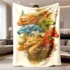 New Arrival 2026 Bohemian Fantasy Dragon Flannel Throw Blanket - Soft Skin-Friendly Bedspread Suitable for Sofa or Bed, Multicolor Mythical Creature D