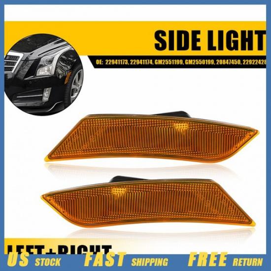 2X Amber Lens Front LED Side Marker Light Housing For 2017-2024 Cadillac XT5 EXV