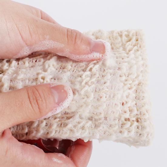 Natural Ramie Shower Exfoliator Sponge Pouch Drawstring Hanging Soap Mesh Bag