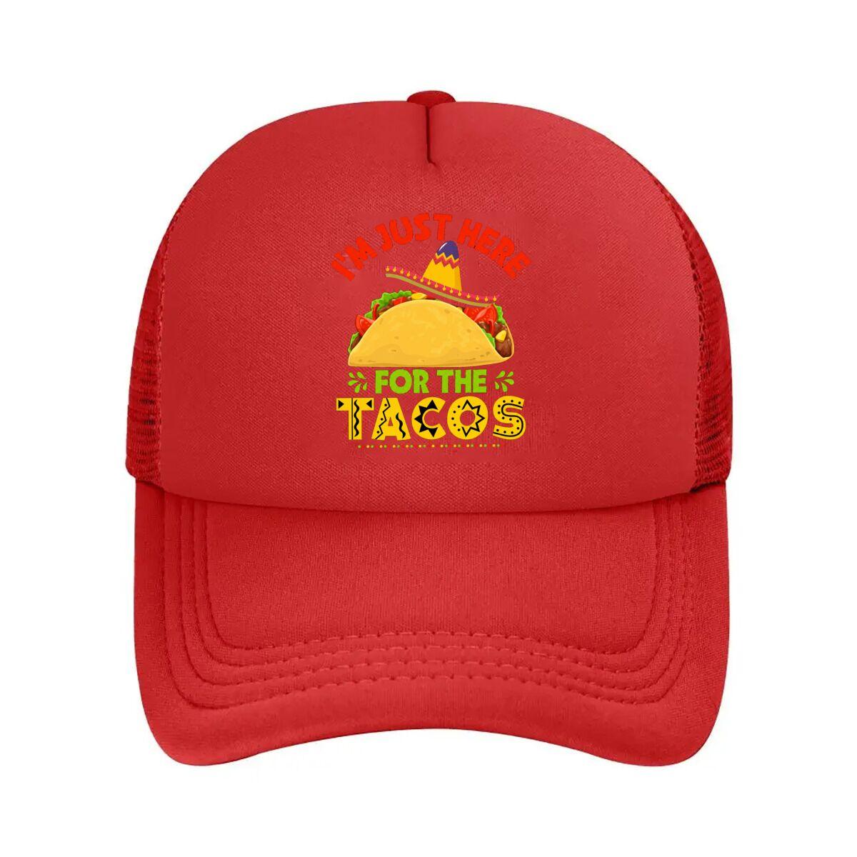 Im Just Here For Tacos Graphic Mesh Baseball Cap Hip Hop Adjustable