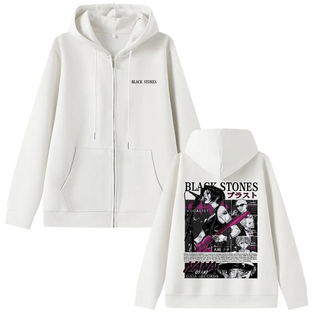 Anime Oosaki Nana Dragkedjehoodie Vintage Grunge Black Stones Jacka med dragkedja Höst Vinter Män Kvinnor Manga Casual Dragkedjetröja