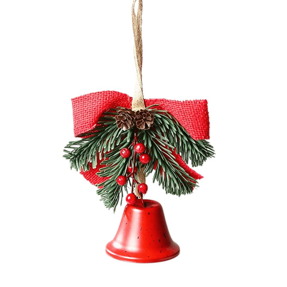 Künstliche Kiefer Weihnachtsglocke Anhänger Metall Haus Weihnachtsdekoration Neujahr Zubehör