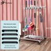 Floor-Standing Stainless Steel Mop and Broom Organizer