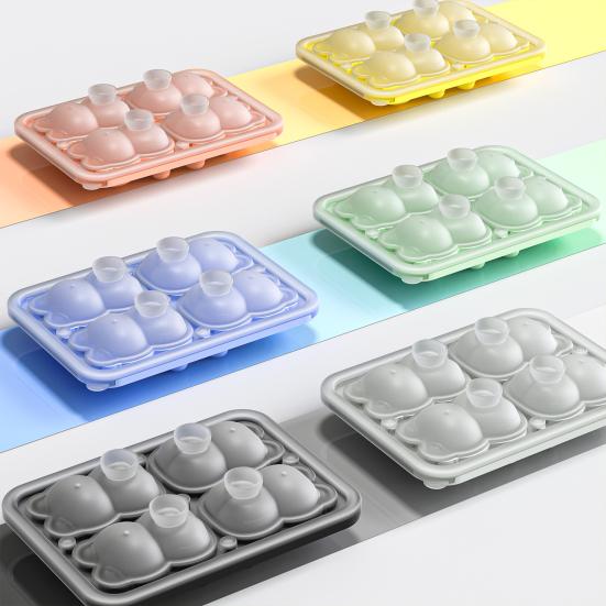 Bärenförmige Silikon-Eiswürfelform mit Deckel Lebensmittelqualität Leicht zu lösende Form Auslaufsicher Stapelbarer Eiswürfelbereiter Unverzichtbar für die Hausbar