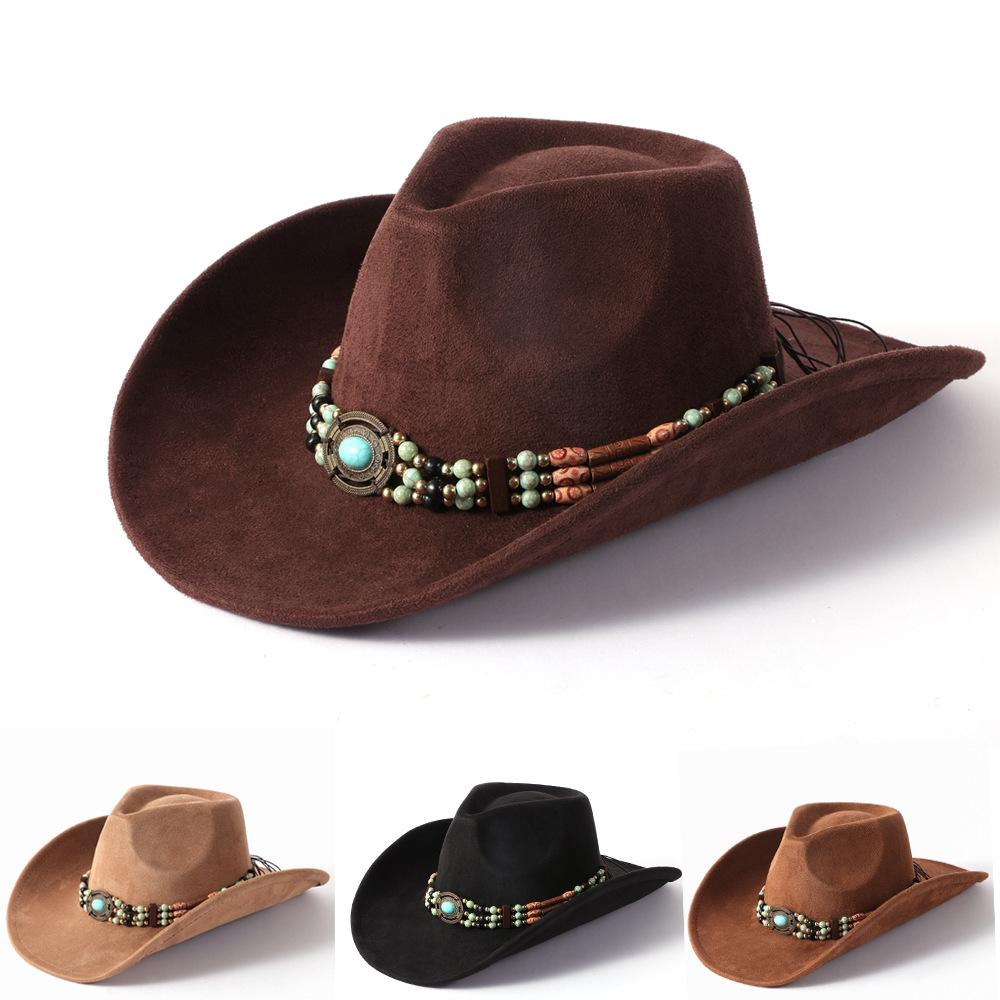 Nuovo cappello da cowboy western retrò americano accessori in stile etnico da donna cappello a cilindro tibetano accessori per abbigliamento western del Sichuan