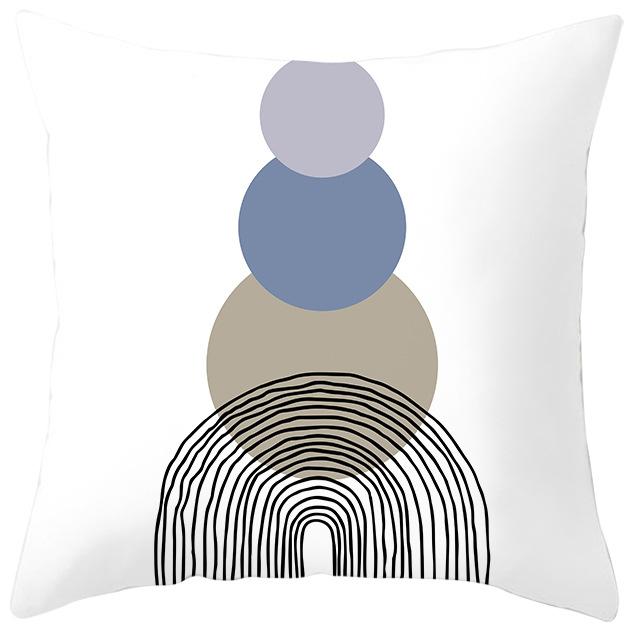 Nordic Blue and Purple Abstract Geometric Pillowcase Peach Leather Velvet Printed Home Fabric Sofa Pillow Cushion Cover