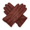 Harssidanzar Luxury Italian Sheepskin Leather Gloves with Cashmere Stitching for Dark Size S Men's Warmth, Brown,