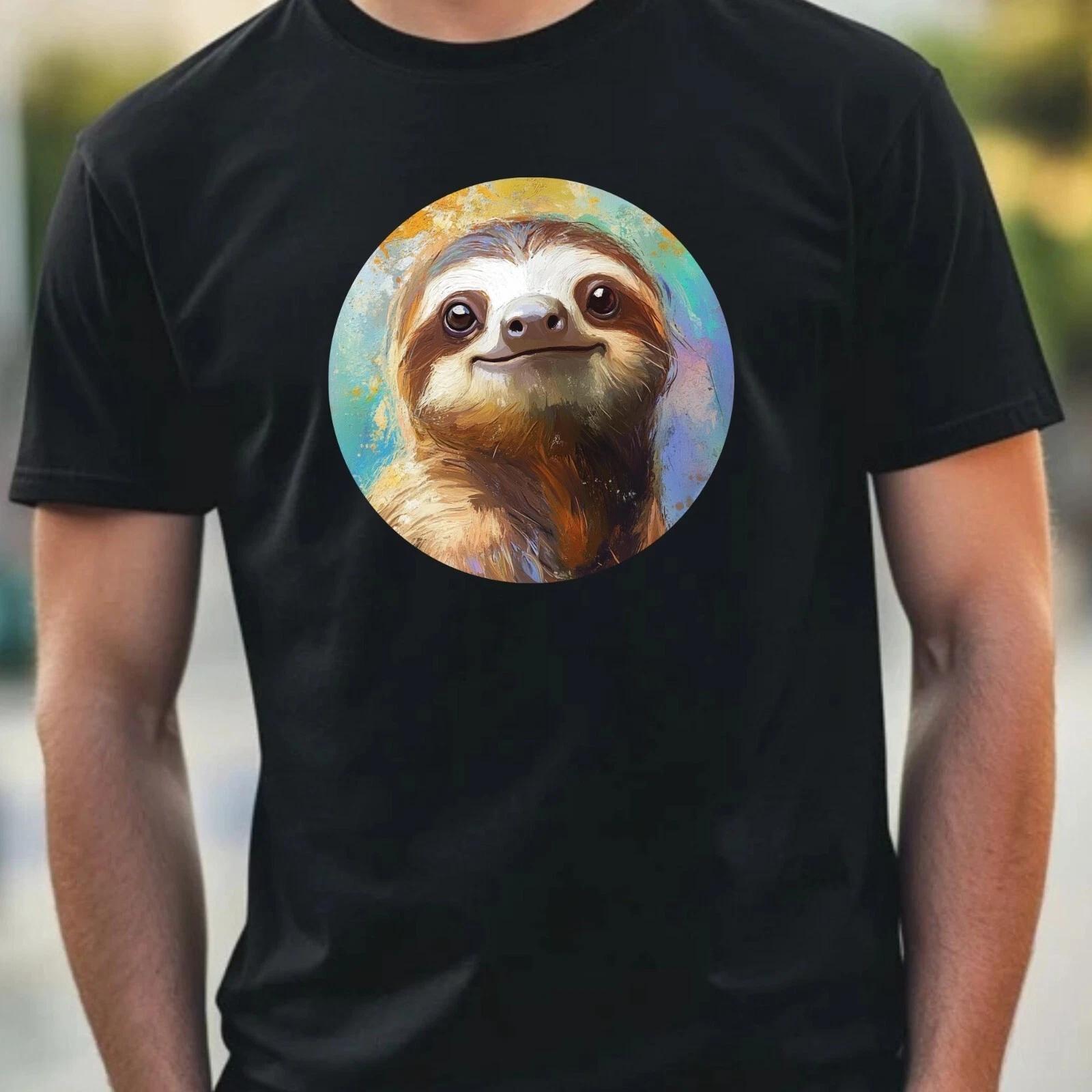 T-Shirt Herren Faultier Portrait Motiv Baumwolle Größe XS bis 5XL XS