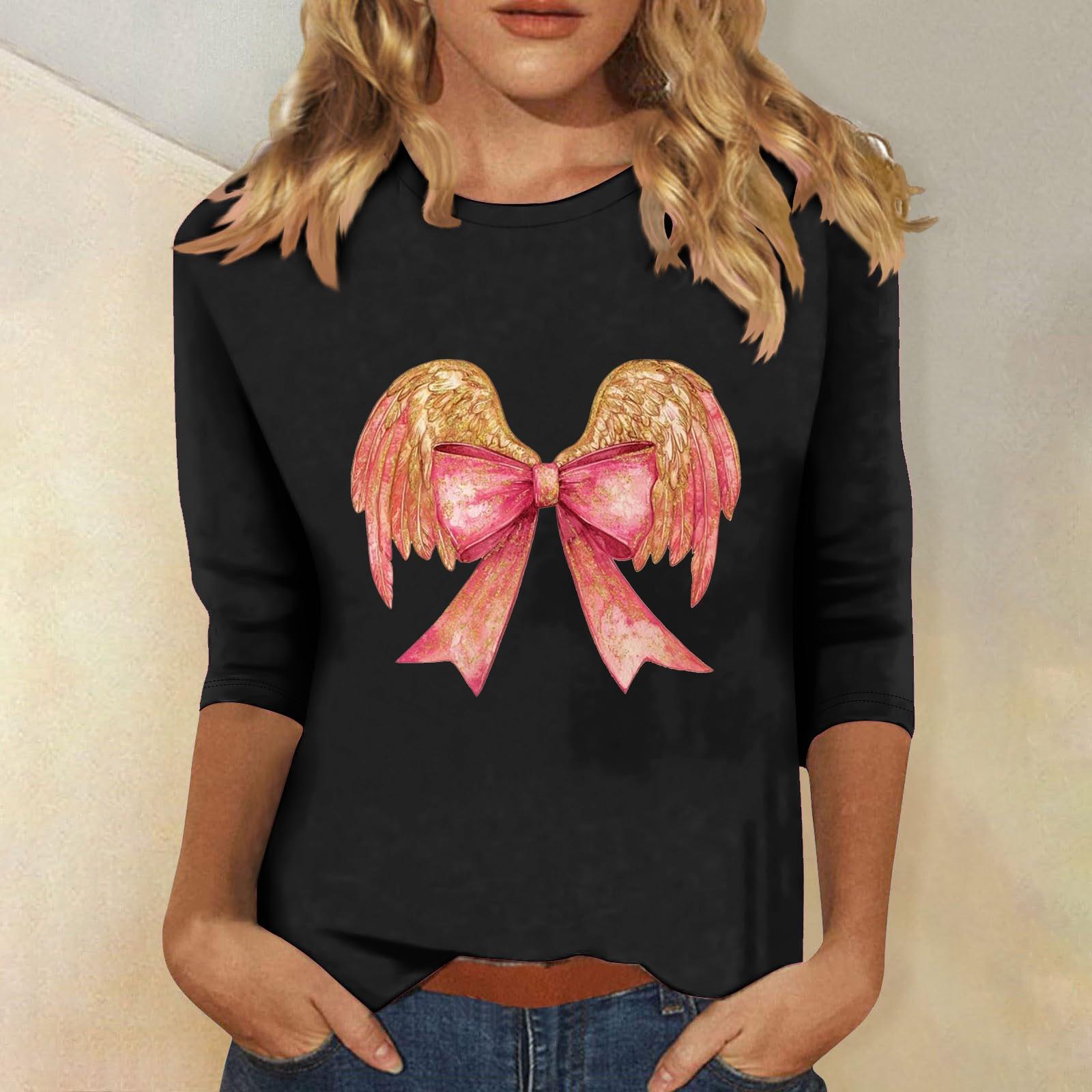 

Женская мода повседневная кофта с рукавом три четверти и круглым вырезом с принтом ко Дню святого Валентина L чёрный