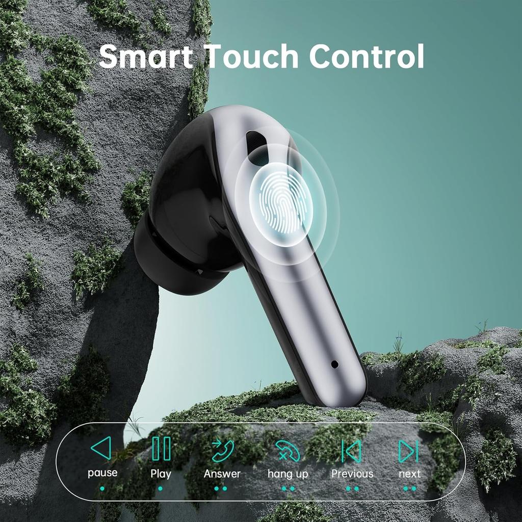 Bluetooth 5.4 Earbuds Wireless ANC Noise Canceling Headphones 60Hrs Playtime Ear Buds Deep Bass Stereo IPX7 Waterproof Sport Earphones for Android iOS