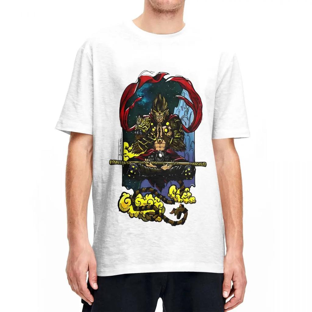 SUN WUKONG Color Black Myth T-Shirt Trendy Cool T Shirts Short Sleeve Street Style Tops Summer Pure Cotton O Neck Oversize Tees