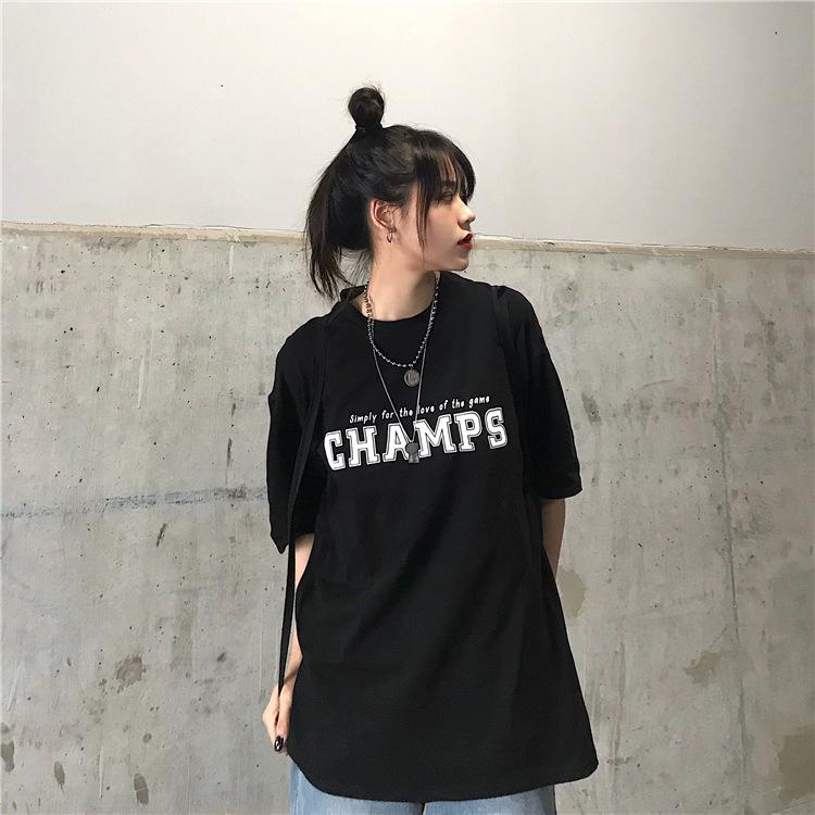 Short-sleeved Women's New Ins Hong Kong Flavor Half-sleeved Student T-shirt Women's Summer and Korean Version Loose Harajuku Bf Style White Top