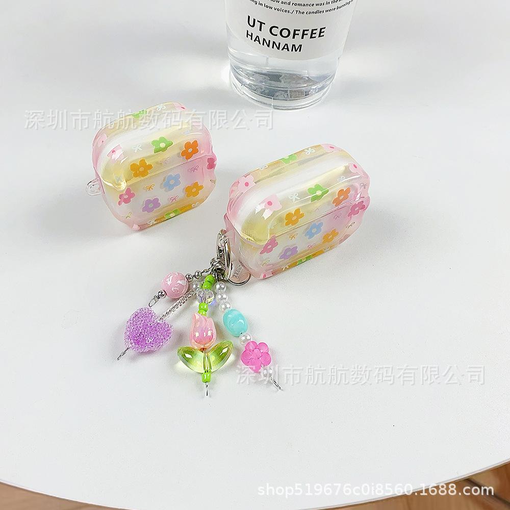Smudge color flower pendant for AirPods 1 apple protective case bluetooth pro1 generation 1 generation earphone case