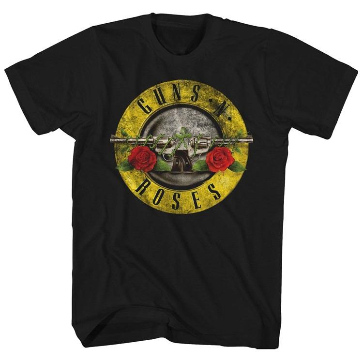 Pistol Rose Pattern Guns N Roses Rock Guns and Roses Band Casual TShirt Mens and Womens Luxury Band Brand