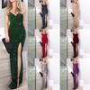 Women's 2024 Sequin High-Slit Spaghetti Strap Evening Dress