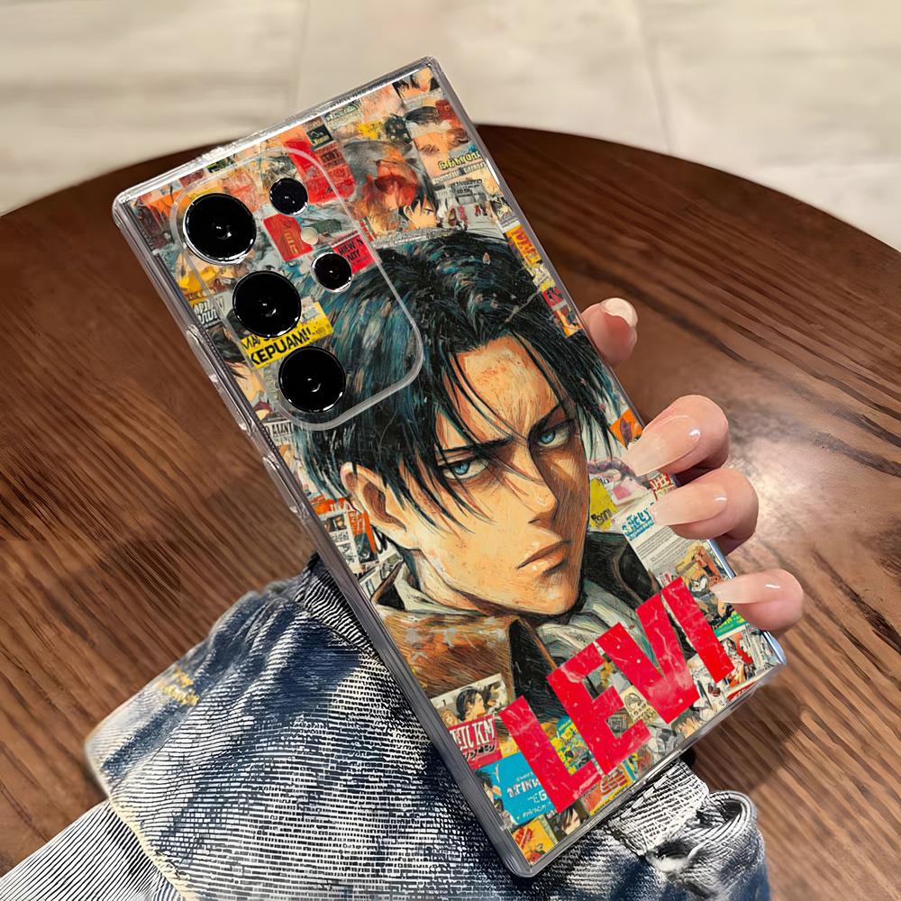 Japanese Anime Attack On Titan Phone Case For Samsung S26 S25 S24 Ultra S23 Fe S22 S20 S21 Plus Plus 5G Fe Transparent Cover