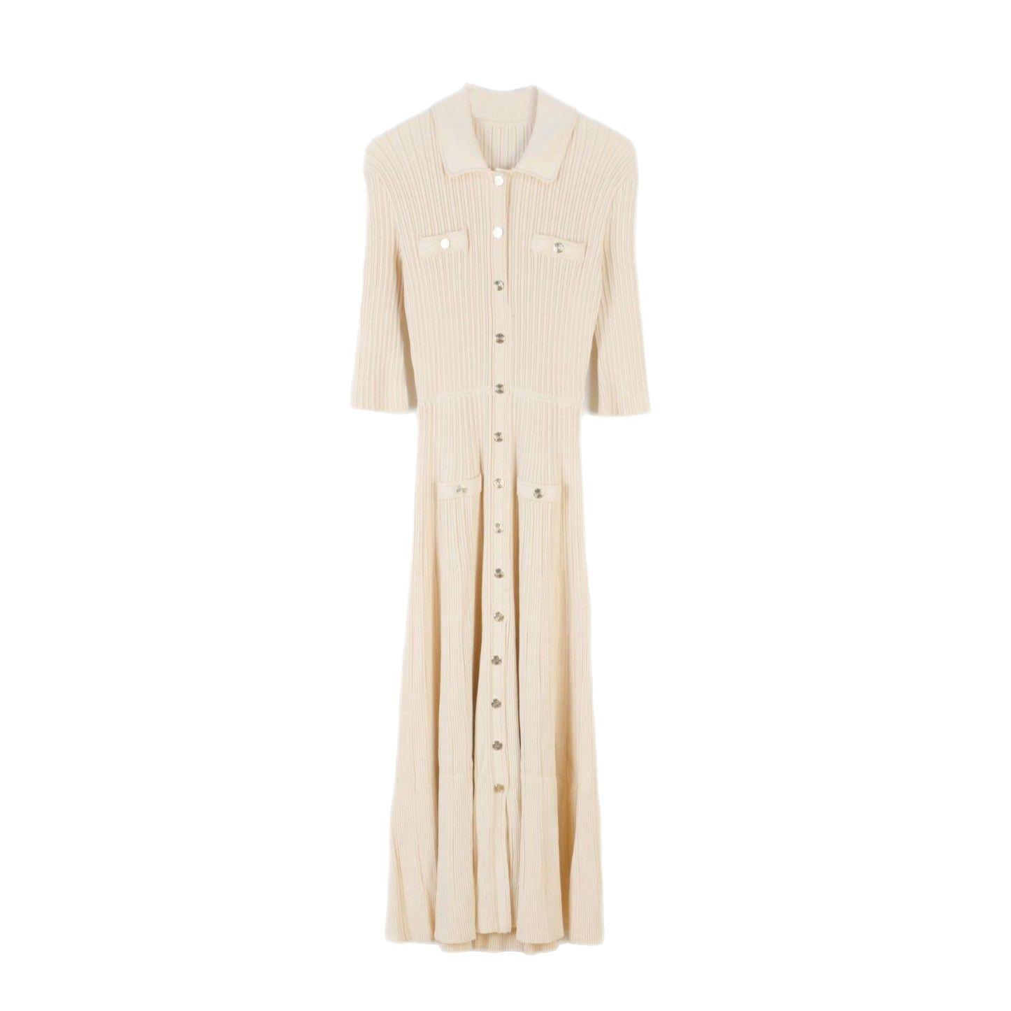 

S Family Французская светская дочь Элегантное облегающее вязаное длинное платье - Весенне-летняя коллекция Medium