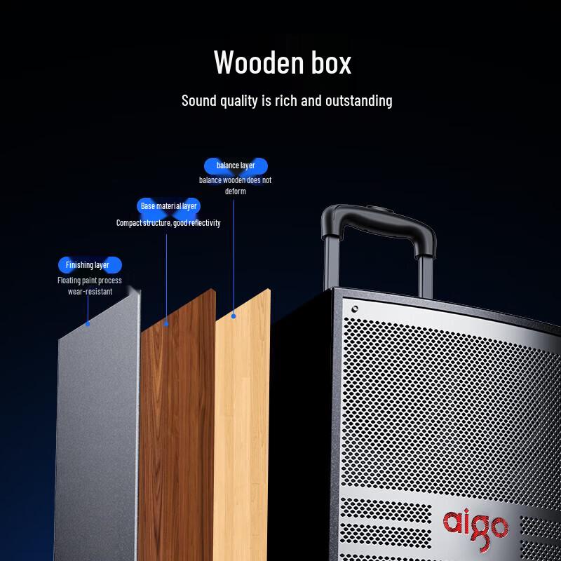 Aigo S312 12-inch Portable Bluetooth Trolley Speaker with Dual Microphones (CN Version)