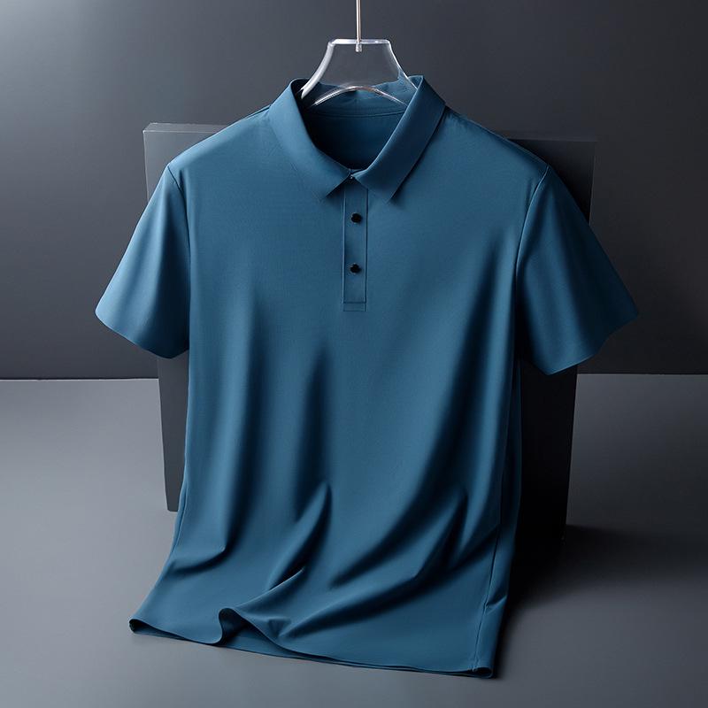 Men's Business Casual Ice Silk Polo - Slim Fit Summer Short-Sleeve Shirt
