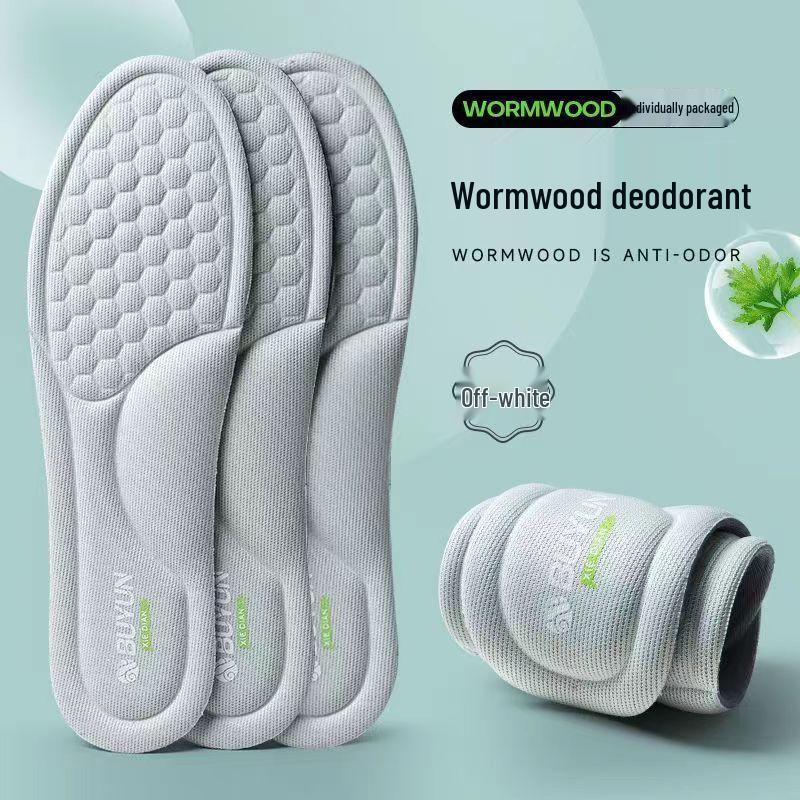 

Bu Yun Mugwort Breathable Deodorizing Insoles - Sweat-Wicking, High Elasticity, Soft, Shock-Absorbing, Perfect for Basketball Shoes. Size 39-40