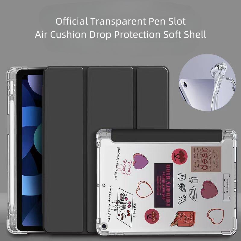 OLP Smart Clear PC Slim Fashionable PU Leather Tablet Case Magnetic Pencil Support Compatible iPad 7th/8th/9th Gen 10.2"