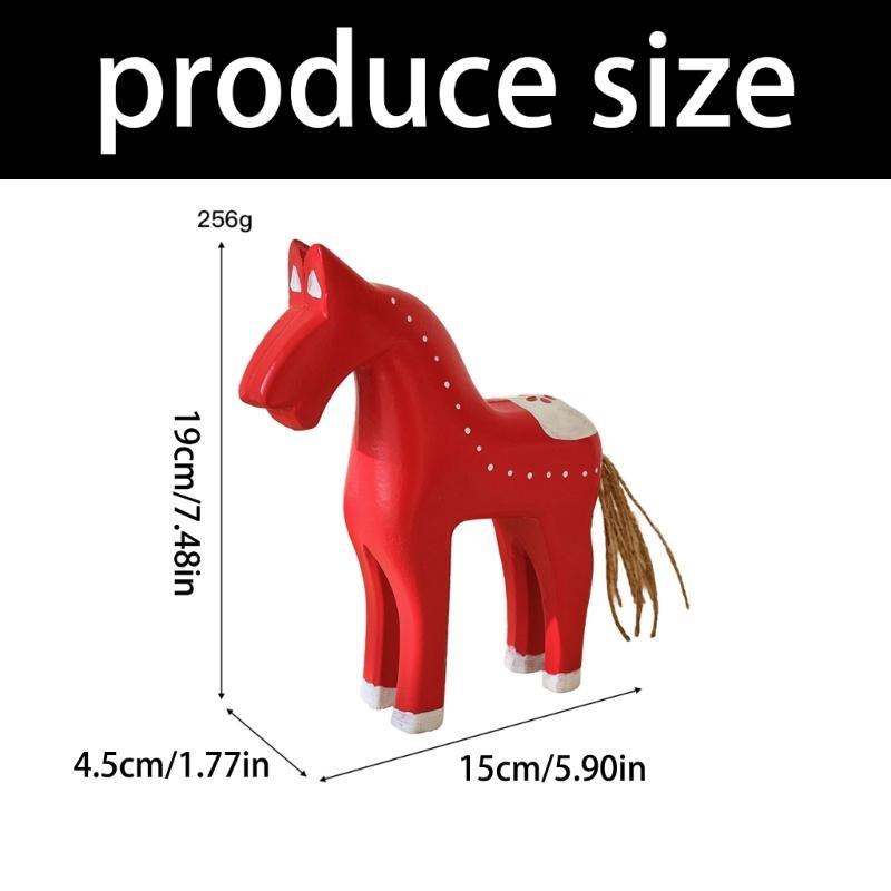 Wooden Horse Statue Sculptures Decorative Animal Figurines Tabletop Ornament for Office Home Decorations Birthday Gift