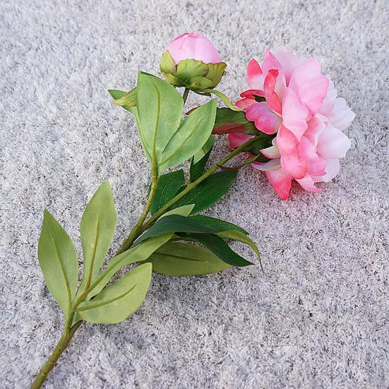 1Pc  Artificial Flower Realistic Easy Care 2-head No Fade Peony Fake Flower for Wedding