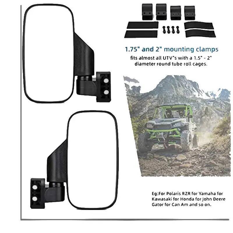 Mirror Rearview 1.75" Shockproof UTV ATV W/ Side Mirror 2" Roll Cages For Can Am For Polaris RZR 800 900 1000 For Yamaha W