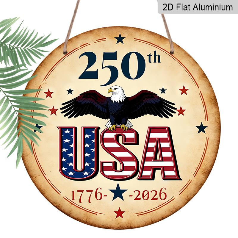 2D Flat1pc Aluminum Independence Day-Themed Wall Decor 7.87 Inches X 7.87 Inches Celebrating the 250th Anniversary Patriotic Decor Suitable for