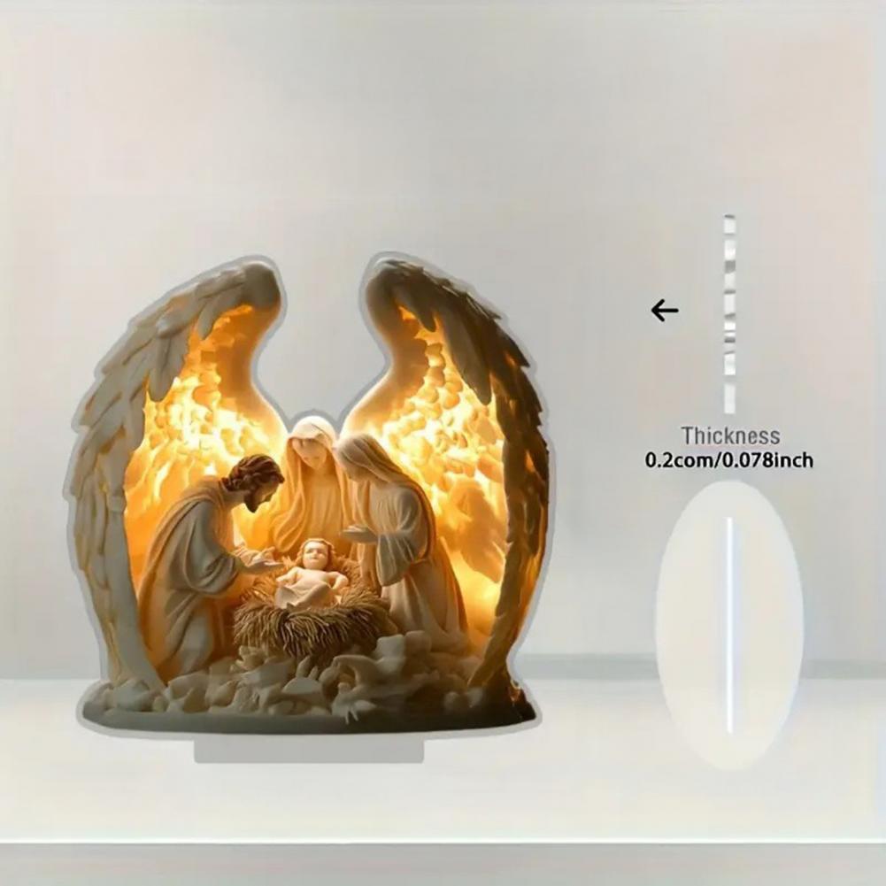 Christmas Nativity Scene Acrylic Tabletop Sign 2D Flat Desktop Display Ornament for Christian Home Shelf Decor