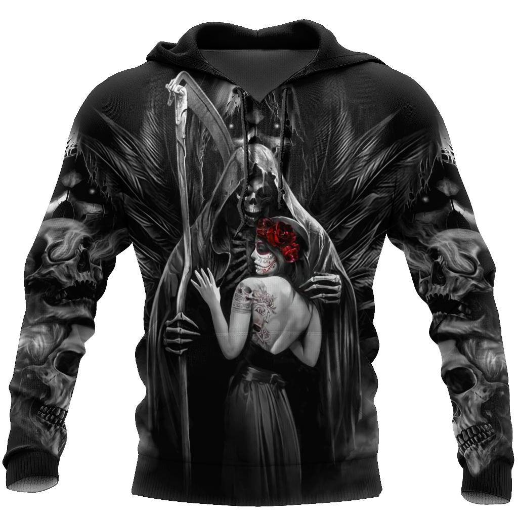 Reaper Skull Angels And Demons Imprimare 3D Primăvara Toamnă Hanorac pentru bărbați Hanorace casual unisex Pulover Streetwear Topuri supradimensionate