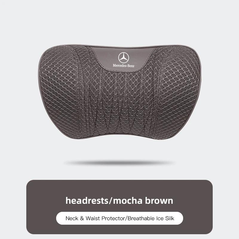 2025 Hot Ice Silk Seat Cover Car Cushion Headrest Lumbar Support Pad For Mercedes Benz AMG W204 W205 W203 W211 W212 W213 W201 W2