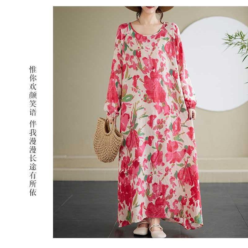 New Japanese Retro Long Sleeve Age Reducing Plus Size Casual Dresses