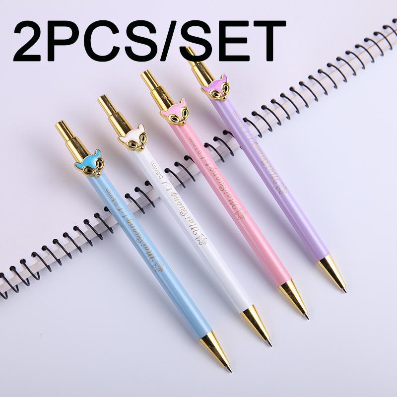 

2 шт./компл., креативная милая лиса, 0,5 мм, автоматический механический рисунок, эскиз, металлический карандаш, школьные канцелярские принадлежности, канцелярские товары