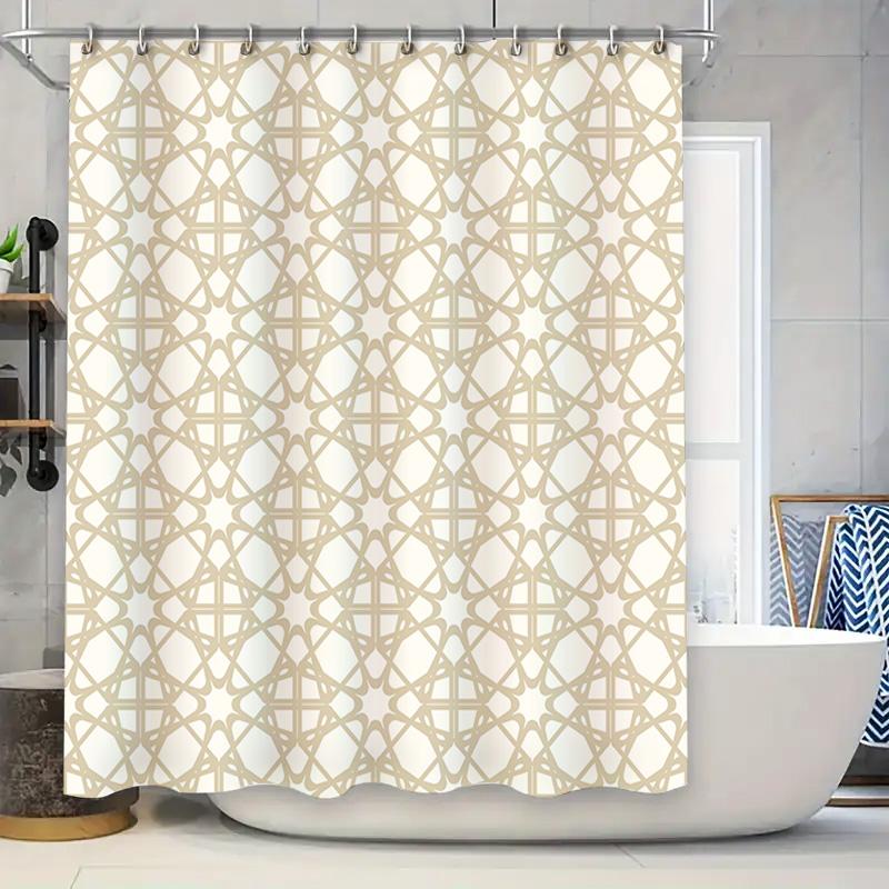 

White Bath Curtains With Simple Geometric Design For Home Decor Bathroom Accessories Set Of 1 Pc Shower Curtain Liner Waterproof W60H190(CM)-1 Pcs