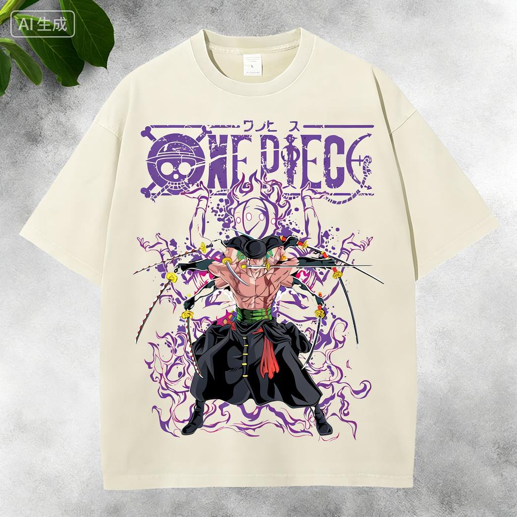 Anime Retro Washed Shirt  2026 Unisexs and Womens Summer One Piece Anime Cotton Tshirt Comfortable Breathable Highquality Ins