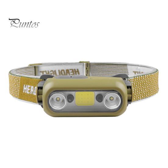 Utomhussensor Strålkastare Super Ljus Vattentät USB Uppladdningsbar Justerbar Andningsbar Pannband Lätt Nattfiske Löpning XPE COB-lampa