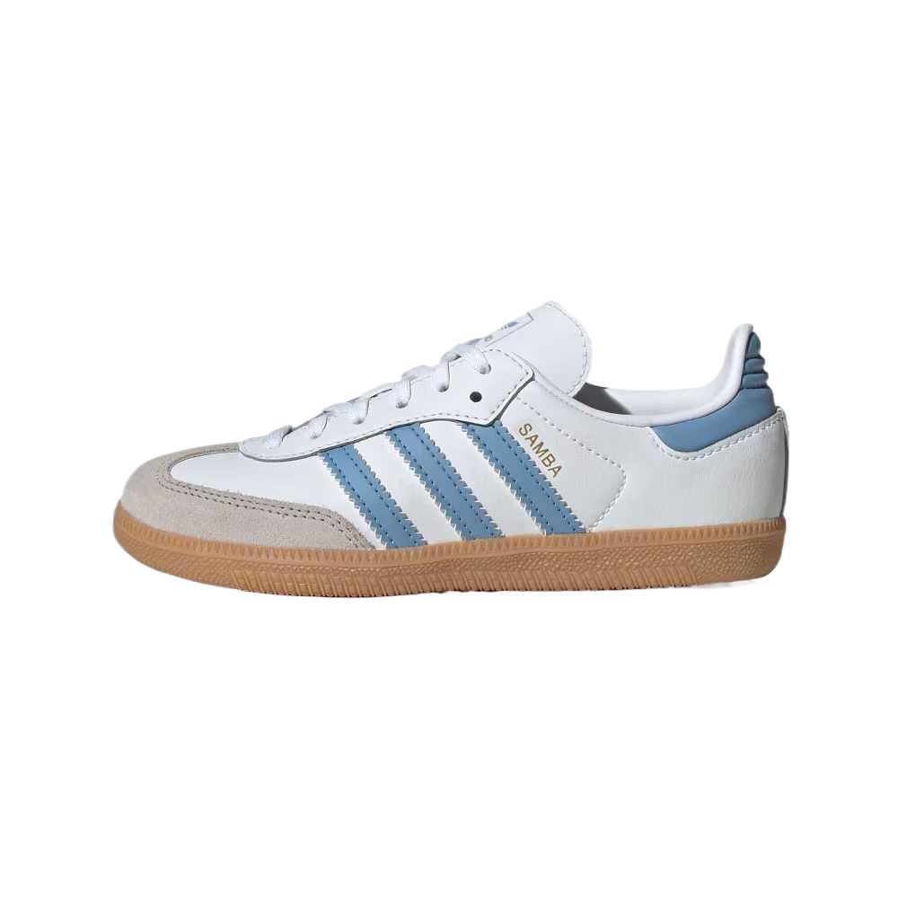 Adidas Originals Samba Og Leather Comfortable Soft Versatile Fashion Low-Top Kids Sneakers Kids Sneakers Cloud-White Gray Blue JQ2828