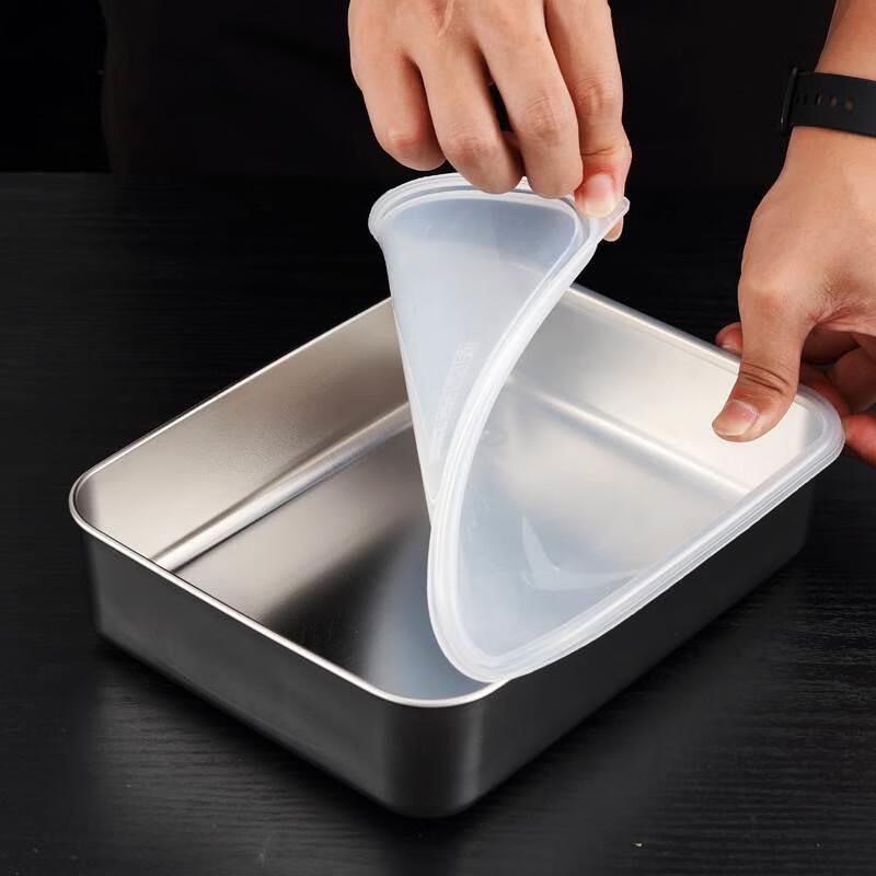 Nufeng Thickened Stainless Steel Square Tray with Lid