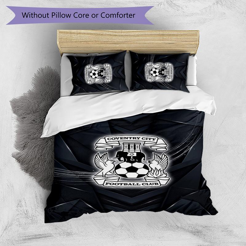 Set Lenzuola Stampato Coventry City Football 3 Pezzi, Comodo Set Copripiumino per Camera da Letto Amico della Pelle